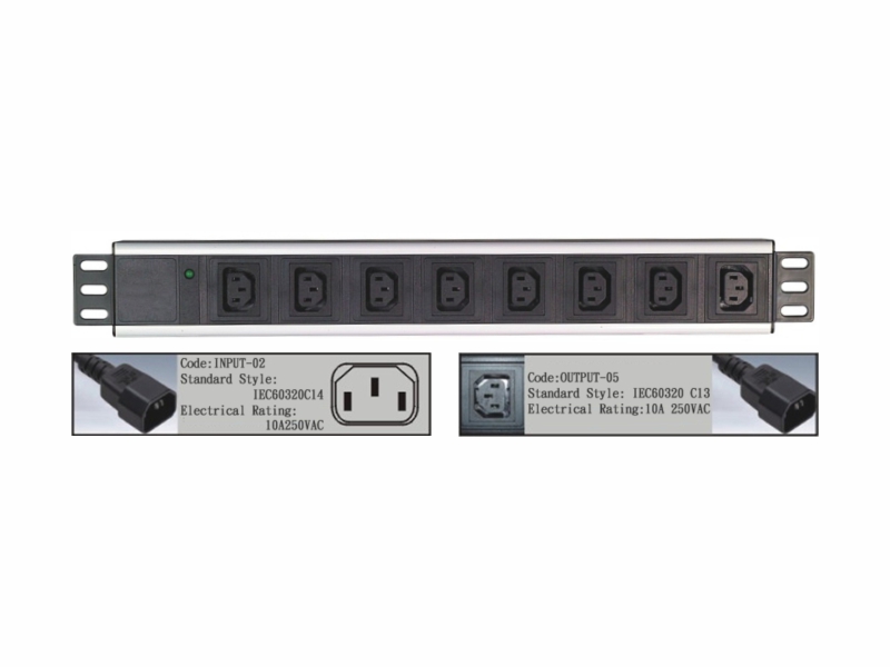 19 inch IEC C13 outlet PDU with indicator